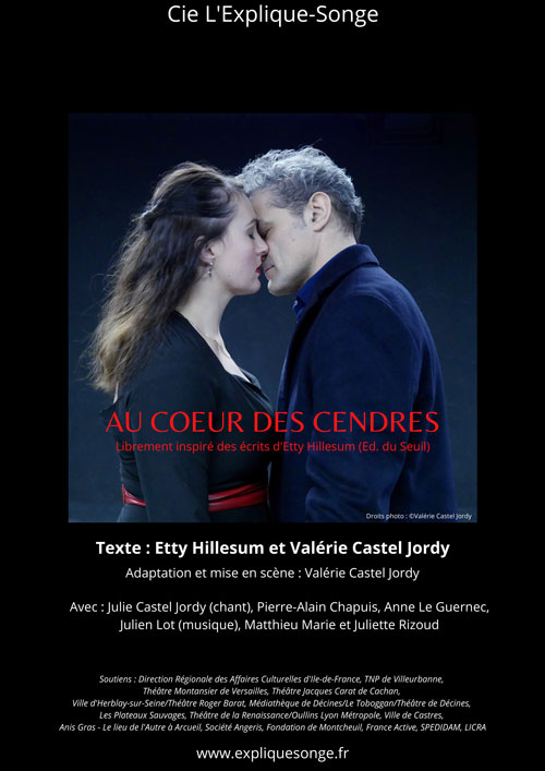 Affiche du spéctacle Au coeur des cendres - Valérie Castel Jordy